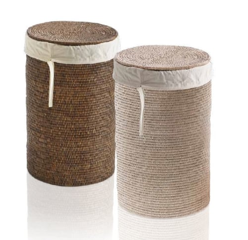Decor Walther BASKET WB SMALL rotangist mustapesukast linase pesukotiga – hele rotang, tume rotang