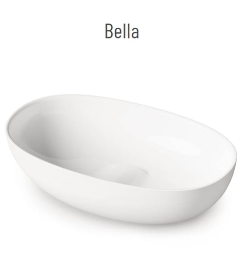 PAA BELLA valamu tööpinnale, 650x390xh-160mm, peidetud äravool, CastStone läikivad viimistlused – valge, clay/terrakota, fog/hallikasroheline