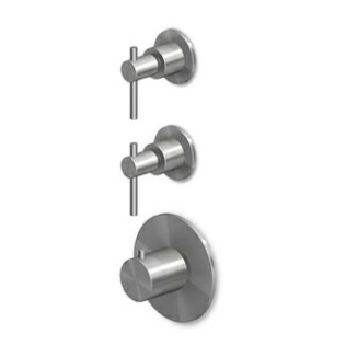 Zucchetti HELM ZHL660.X+R97821 termostaadiga dušisegisti, 2 kinni-lahti nuppu, AISI 316L – 6 viimistlust 3 variandis: harjatud sile, harjatud vertikaalne muster, harjatud diagonaalmuster