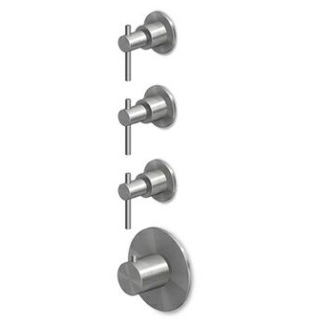 Zucchetti HELM ZHL661.X+R97823 termostaatdušisegisti, 3 kinni-lahti nuppu, AISI 316L – 6 viimistlust 3 variandis: harjatud sile, harjatud vertikaalne muster, harjatud diagonaalmuster