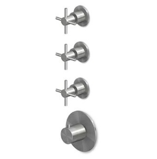Zucchetti HELM ZHM661.X_R97822 termostaadiga dušisegisti, 3 kinni-lahti nuppu, AISI 316L – 6 viimistlust 3 variandis: harjatud sile, harjatud vertikaalne muster, harjatud diagonaalmuster