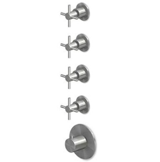 Zucchetti HELM ZHM662.X+R97823 termostaadiga dušisegisti, 4 kinni-lahti nuppu, AISI 316L – 6 viimistlust 3 variandis: harjatud sile, harjatud vertikaalne muster, harjatud diagonaalmuster