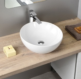 GSI 885111 PURA valamu tööpinnale, d-420xh-220mm, Extraglaze glasuur – valge läikiv, matid viimistlused: agaaviroheline, must, vanaroosa, helehall, helebeež, jääsinine, tuvihall, valge