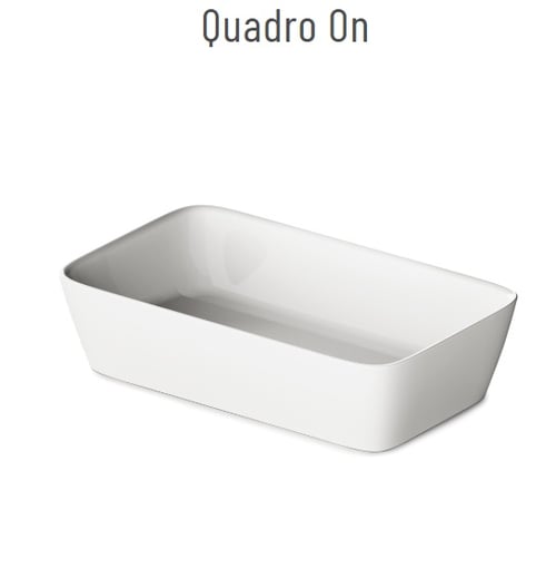 PAA QUADRO ON valamu tööpinnale, 555x335xh-125mm, peidetud äravool, CastStone läikivad viimistlused – valge, clay/terrakota, fog/hallikasroheline