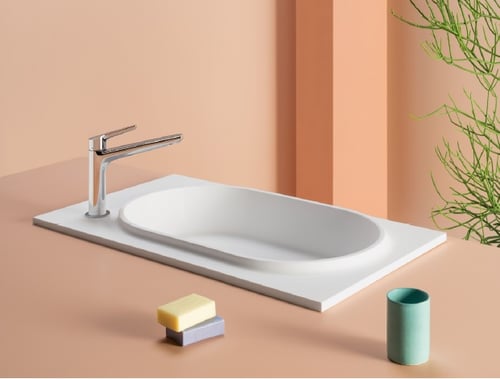 Kos by Zucchetti RISE 7RI101BI valamu süvistatav 760x440xh-130mm – matt valge Cristalplant Biobased