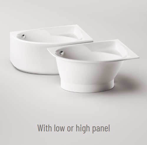 PAA TRE 170 A nurgavann, 1700x1000xh-650mm, madal või kõrge paneel – CastStone läikivad viimistlused
