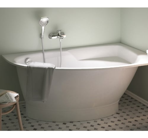 PAA TRE 150 A nurgvann, 1500x1000xh-640mm, madala või kõrge paneeliga – CastStone läikivad viimistlused